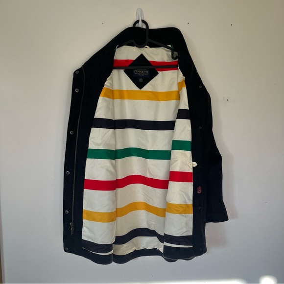 Pendleton Wool Pea Coat Charcoal Gray Zip Long Winter Jacket Fall - Picture 3 of 14